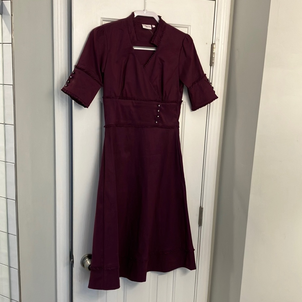 Formal sleeved purple dress